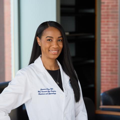 Profile headshot photo of Jensara Clay, MD, FACOG.