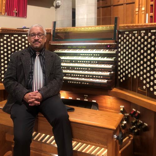 Dr. Mickey Thomas Terry at the organ of First Baptist Church-DC